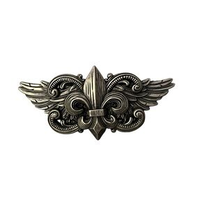 *NFS*Fleur-de-lis w/Wings Silver Metal Belt Buckle #42600A Grunge Streetwear